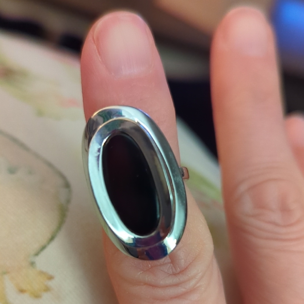 Silver and Black Smart Ring